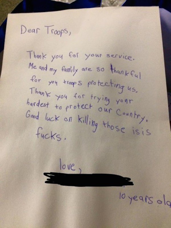theCHIVE's tweet photo. 10-year-old sends a badass letter and his Halloween candy to the troops. (More: https://t.co/esPIDex6Uo) https://t.co/odgK7h8Vqb