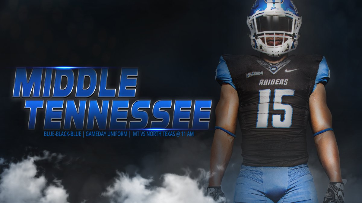 MT_FB's tweet photo. ICYMI: The #BlueRaiders will wear Blue-Black-Blue tomorrow vs North Texas. #BeatNT #TrueCommitment https://t.co/hJyk0K5xul