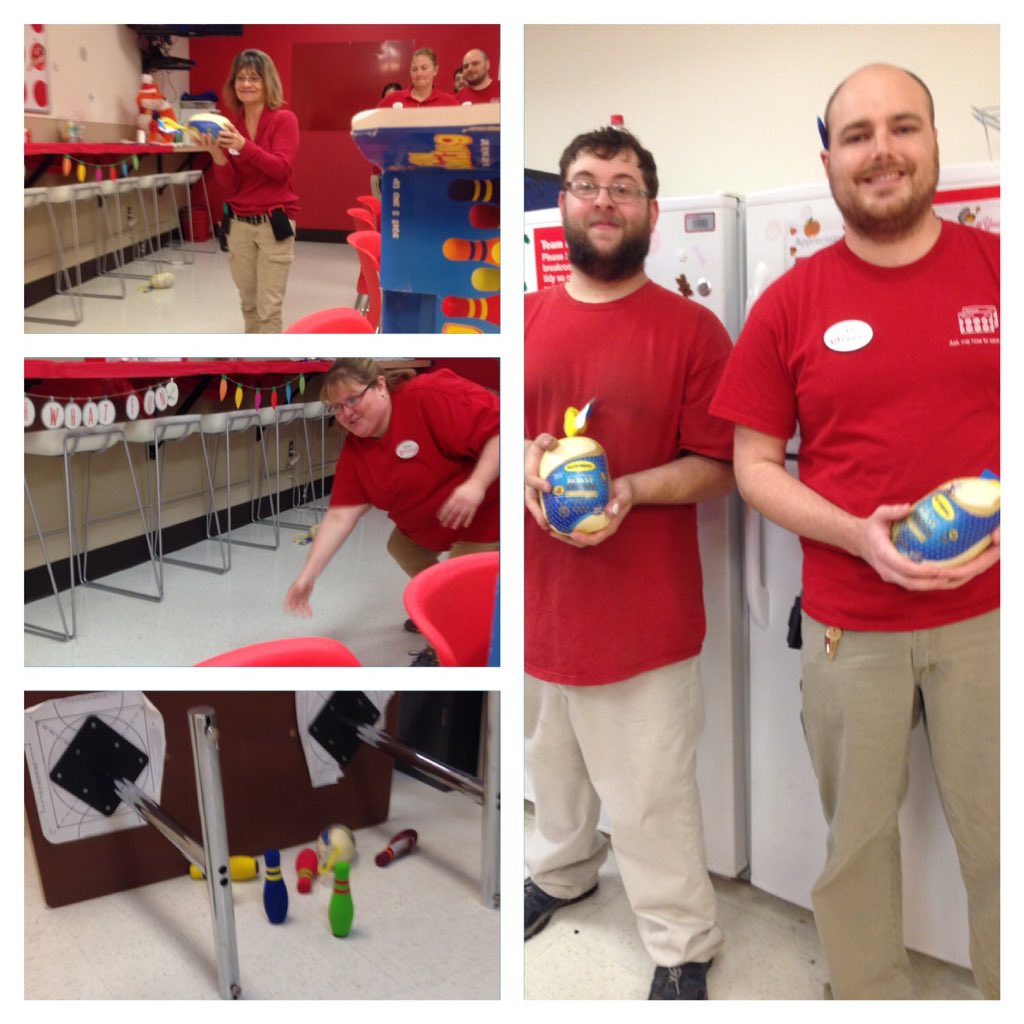 A little turkey bowling at huddle today! #FFF #thanksgivingspirit #Target #Fun #2486 <a href="/m_gaerke/">Melissa Gaerke</a> @PaulSchulze5 😊🎯🦃🎳