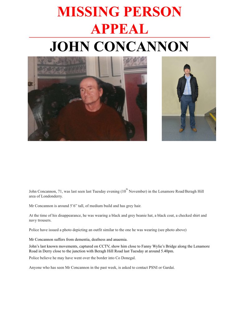 rach_mclaughs's tweet photo. @BBCRadioFoyle  #letsbringjohnhome foot search 4 John starting at lenamore road @11am sat 21st Nov&amp;Sun 22nd Nov https://t.co/7XWjs362ir