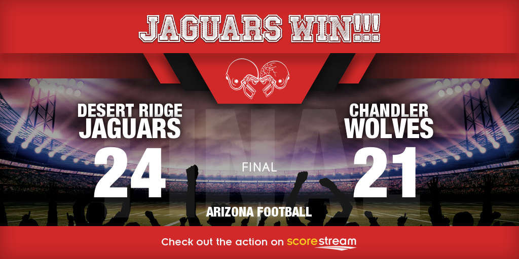 scorestream's tweet photo. Another huge #FridayNightLights UPSET as #20 Chandler falls in Semis to Desert Ridge in a close sweat! #HSFB https://t.co/G2Vbj4LMXv