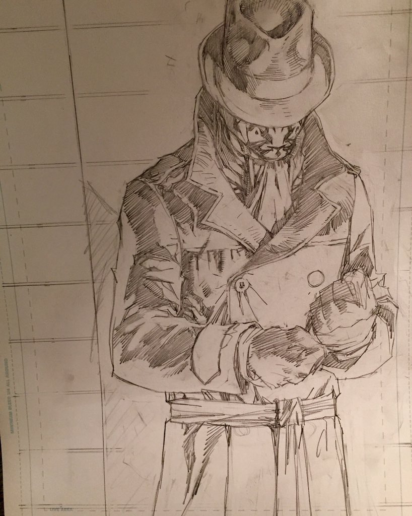 JimLee's tweet photo. An unused cover for Before Watchmen #rorschach #lineup #undoubtedlysome1willsayilikethis1bettr #lessismo #dccomics https://t.co/jouaAIcq5W