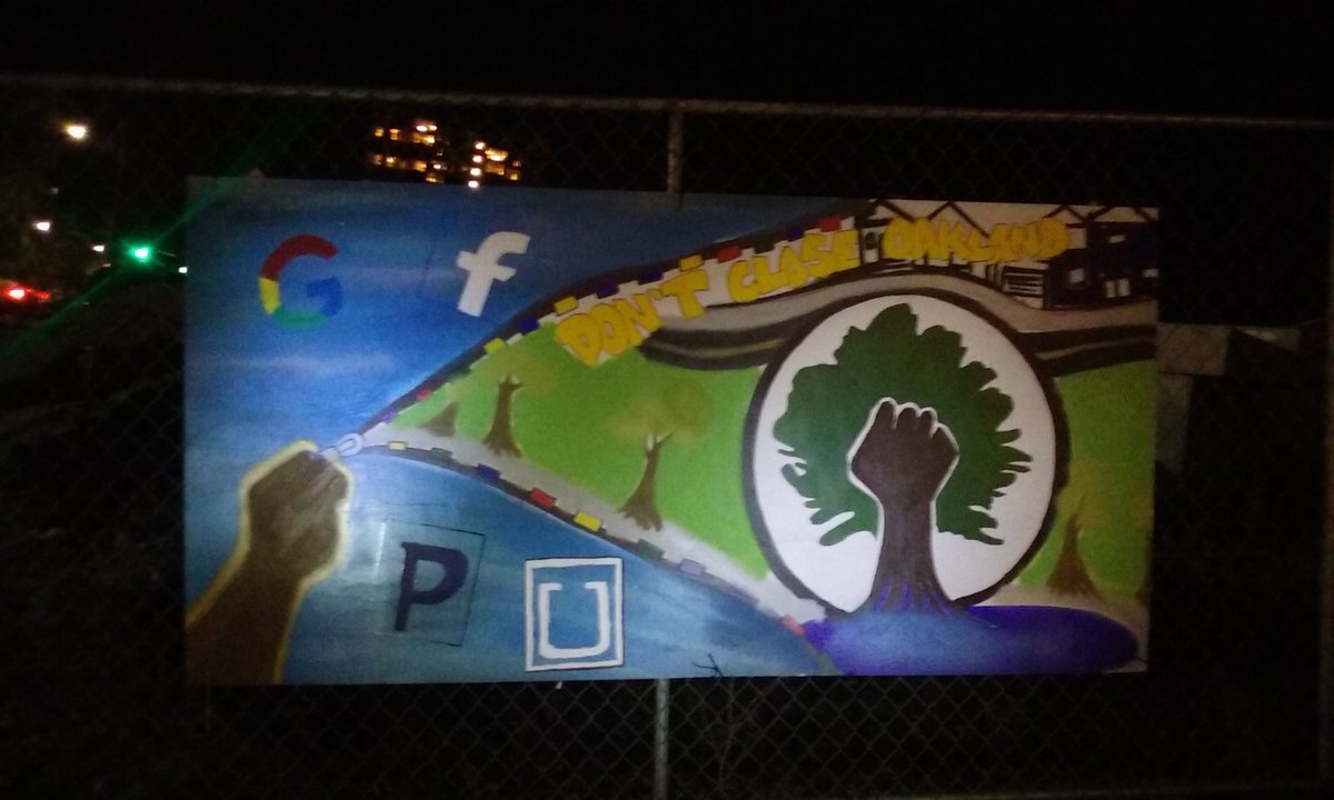 sjreillz's tweet photo. Beautiful art against displacement at E12th right now.  Oakland youth art will #SaveE12th #publiclandforpublicgood https://t.co/hhqh3TKGng