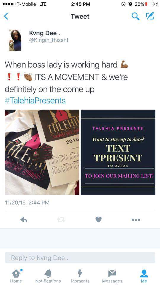 GorchessTia's tweet photo. #MyBossBetterThanYours but be on the lookout for Talehia Presents, we making big moves over here! #TalehiaPresents https://t.co/gx7VXn5K7S
