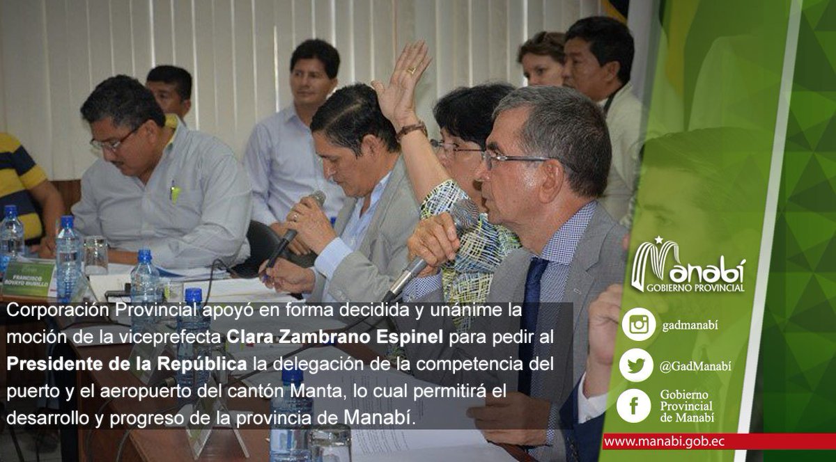 PrefecturManabi's tweet photo. Corporación Provincial aprobó moción de la Viceprefecta para pedir a @MashiRafael competencia del Puerto de Manta https://t.co/HCz5MsInwc