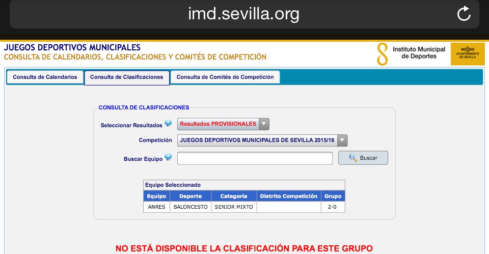 Pregunta, ¿cuando podremos consultar nuestros resultados y clasificación, <a href="/Ayto_Sevilla/">Ayuntamiento de Sevilla</a>? Hoy empieza la 3ª jornada