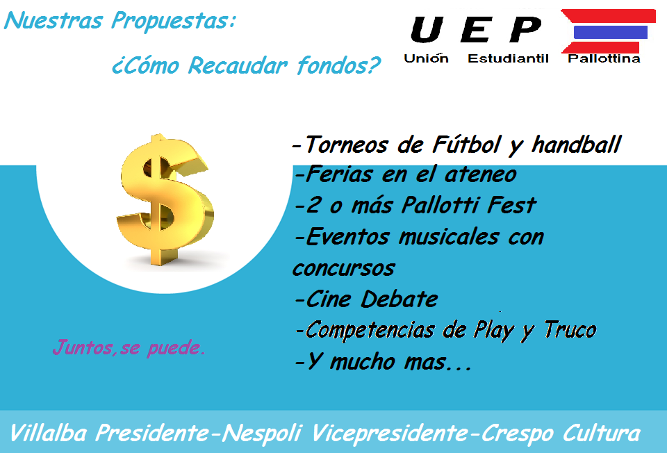 UnionPallottina's tweet photo. #Propuestas #UEP #CambiaPallotti  #Recaudacion https://t.co/WQnC6X687x