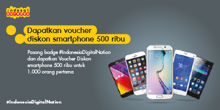 indosatim3's tweet photo. 1000 pertama yg pakai badge #IndonesiaDigitalNation dpt diskon smartphone 500K sampai 30 Nov https://t.co/6QG65rwaGY https://t.co/zkMneRwHyG