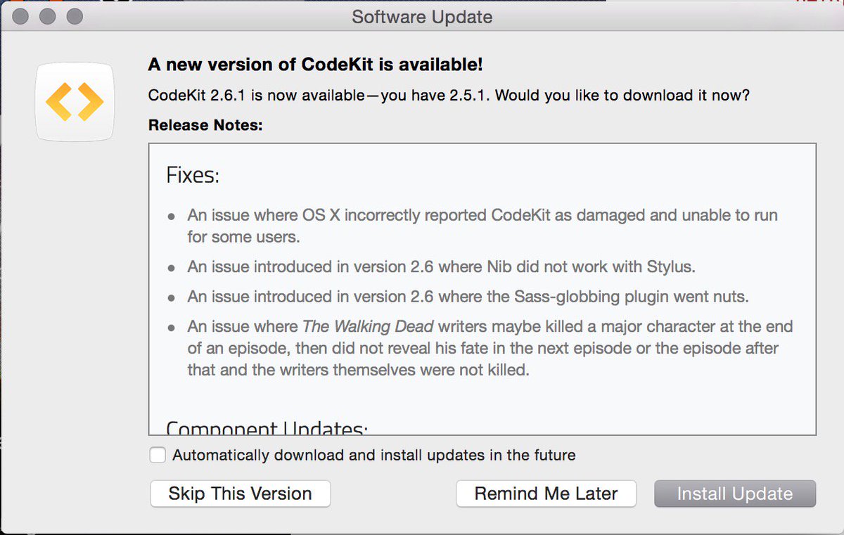 gabelloyd's tweet image. Gotta love #codekit release notes. @bdkjones