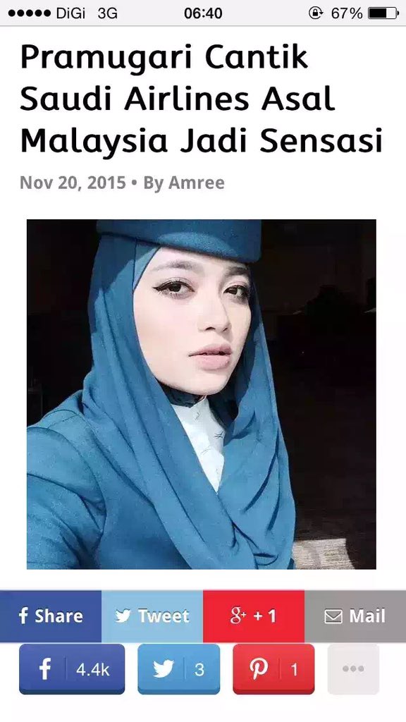 KhalifahMedia's tweet photo. Pramugari cantik Saudi Airlines asal Malaysia jadi sensasi. Lawa akak ni. 😂😍 https://t.co/fMZ2Q7yG81