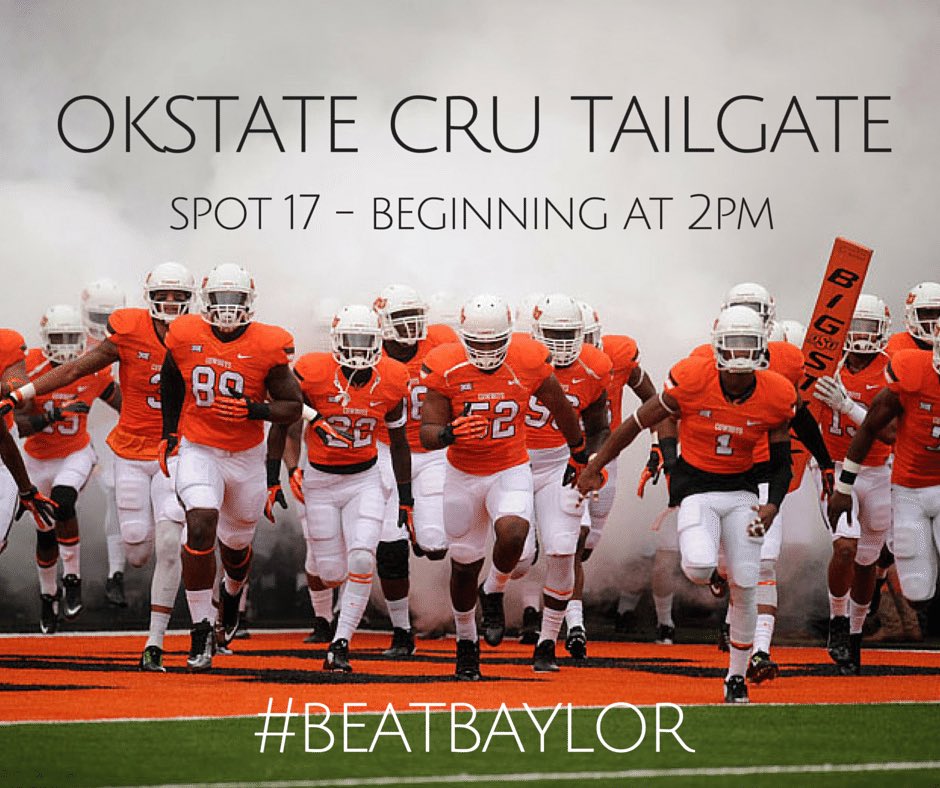 okstateCRU's tweet photo. join us tomorrow at our tailgate! it's going to be an epic game for the #6 ranked cowboys! #gopokes #okstatecru https://t.co/dQ2qppn2ht