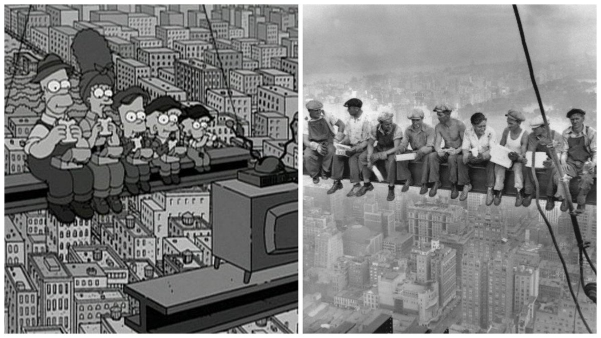 HistoryInPics's tweet photo. Reenactments of famous photos on The Simpsons. https://t.co/p7tJTvhqa5