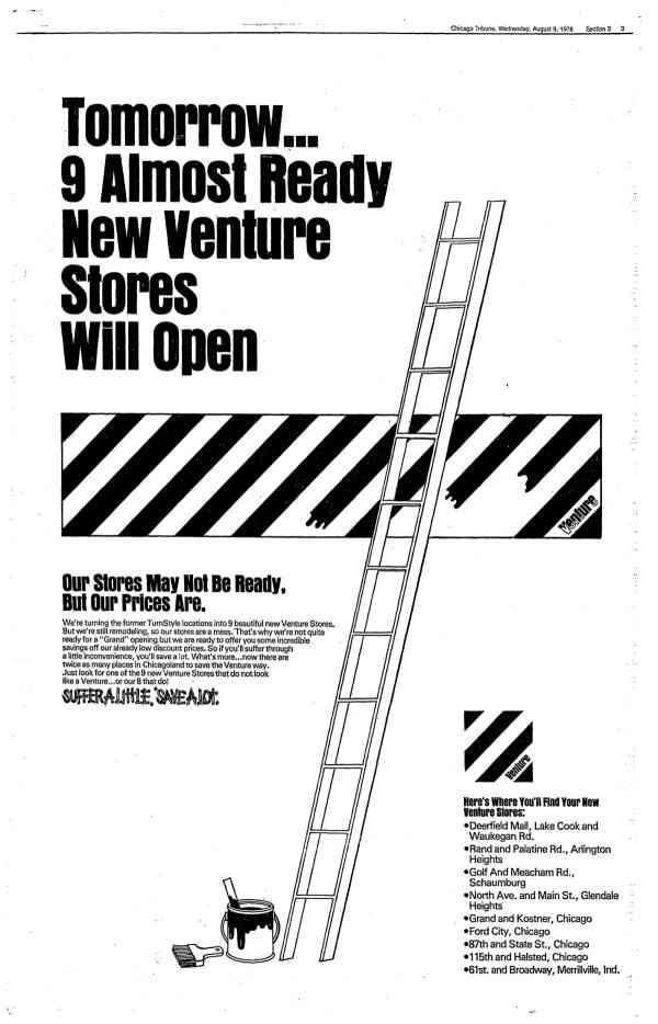 Chicago History On Twitter Here Is A Newspaper Ad For 9 Almost Ready Venture Stores To Open On August 10 1978 Chicagohistory Https T Co Yf11klxne3
