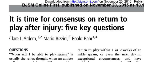 BJSM_BMJ's tweet photo. When can I return to play?  If you only read one #RTP2015 read this! https://t.co/ENQ0ZQl615
ONLINE FIRST TODAY https://t.co/0vaQ4HNXYR