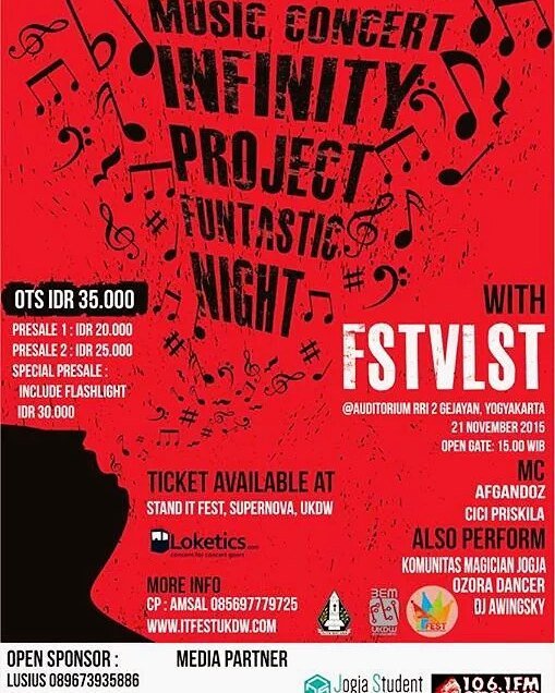 21/11/15 15.00 Konser "Ifinity Project" w FSTVLST di Audit RRI 2 gejayan #jogja | 35K via  <a href="/ITFEST_UKDW/">ITFEST UKDW</a>
