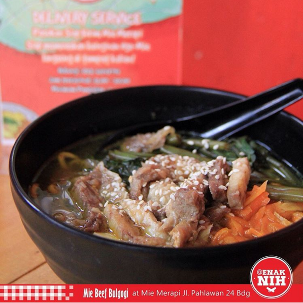 Mie Beef Bulgogi di Mie Merapi.
Perpaduan rasa Korea dan Nusantara. Istimewa! IDR 18.000 di Jl. Pahlawan 24.