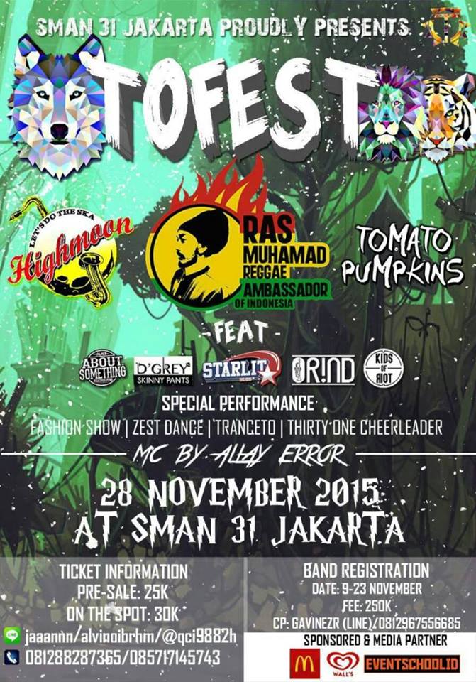 REANG_FAMILY (@reang_family) on Twitter photo Next event: sabtu, 28 november 2015 | <a href="/TOFEST31/">Thirty One Festival</a> at SMAN 31 JKT | 12.00wib | presale 25k ots 30k Next event: sabtu, 28 november 2015 | <a href="/TOFEST31/">Thirty One Festival</a> at SMAN 31 JKT | 12.00wib | presale 25k ots 30k