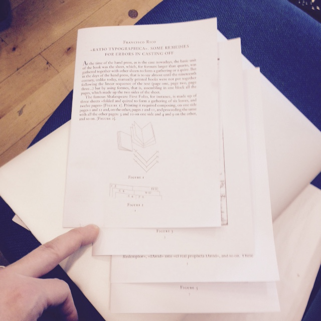 ChapBookPro's tweet photo. Rico’s handout for this talk is, splendidly, a folio in eights. #ESTS15 https://t.co/SxDBjZhS3w