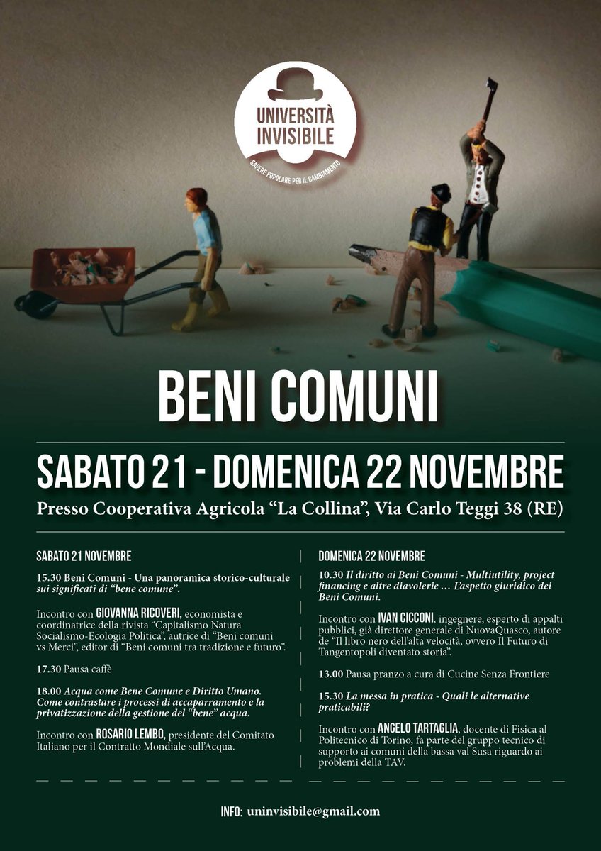 #pioggia non ci ferma, venite all'#università invisib #benicomuni #reggioemilia #tartaglia #lembo #cicconi #ricoveri