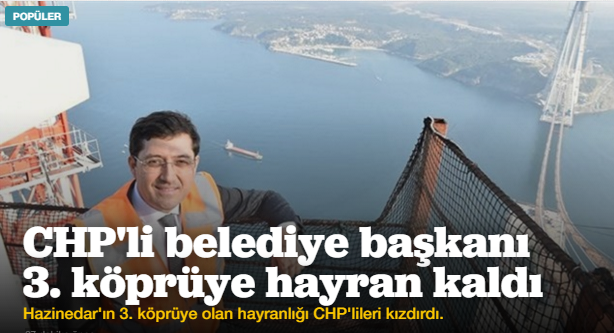 yenisafak's tweet photo. CHP'li belediye başkanı 3. Köprü'ye hayran kaldı o gazete çıldırdı https://t.co/dm3HcCGT4G https://t.co/PAkbpOiLHW