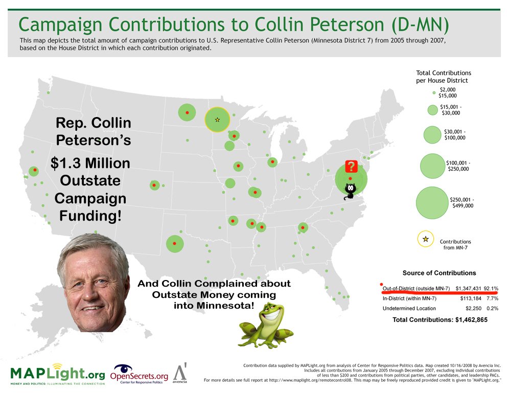 MNCD7GOP's tweet photo. Who's in Your #Congressman's Wallet? MNCD7 @collinpeterson loves Outstate Coin!  #PJNET #stribpol @FreeBeacon #tcot https://t.co/tf7t7t8JzR