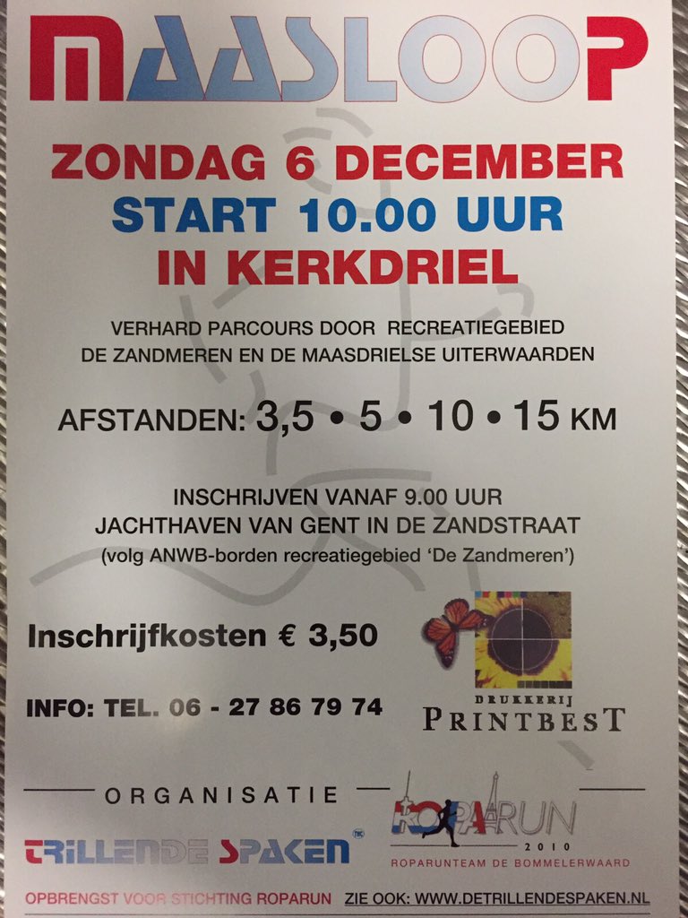 Loop 6 dec de pepernoten eruit, steun onze vrienden <a href="/BWRunners/">BommelerwaardRunners</a>, en drink #trappistje aan finish! #maasloop RT=fijn
