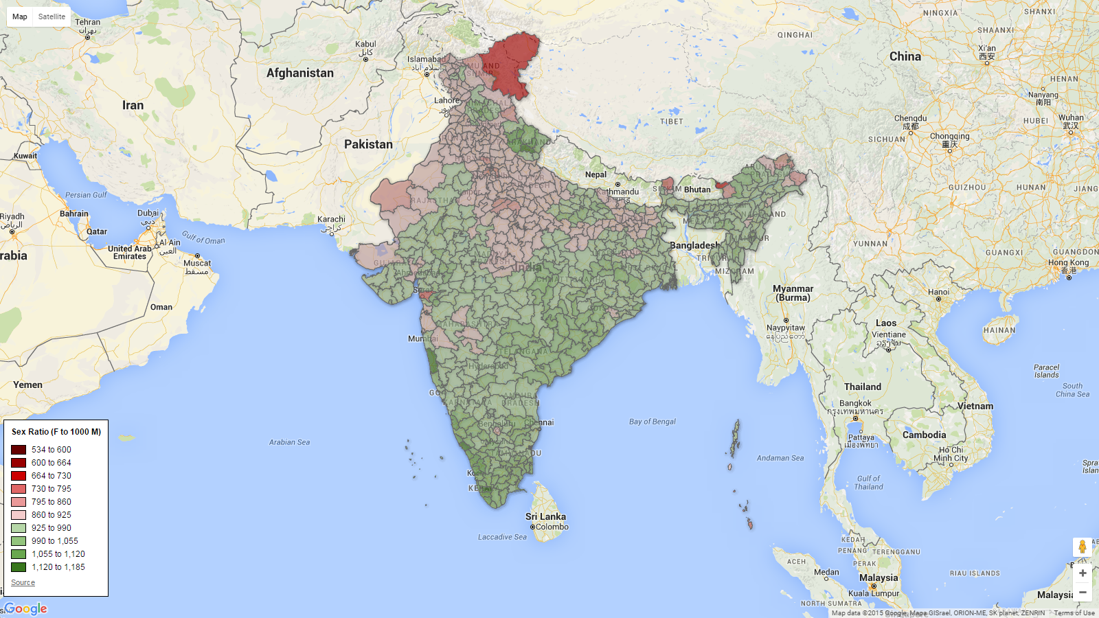 Reddit India On Twitter Redditormade Map Of India Showing Sex Ratio