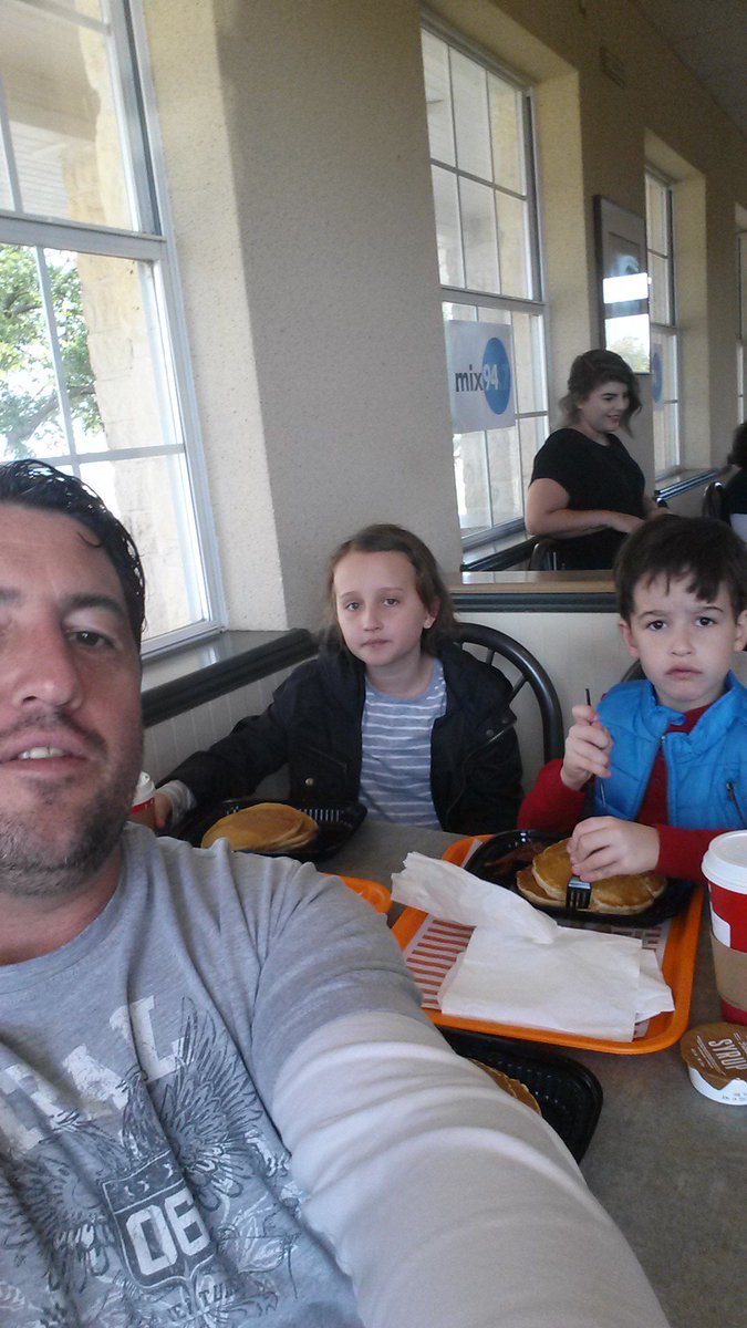 pierrelevin's tweet image. Supporting charity pancake event #pierrelevin #mix94.7 #whataburger