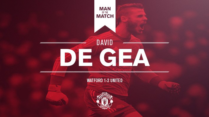 ManUtd's tweet photo. Well done @D_DeGea - you've voted him #mufc's Man of the Match! #DaveSaves https://t.co/dvYxtfZxF7