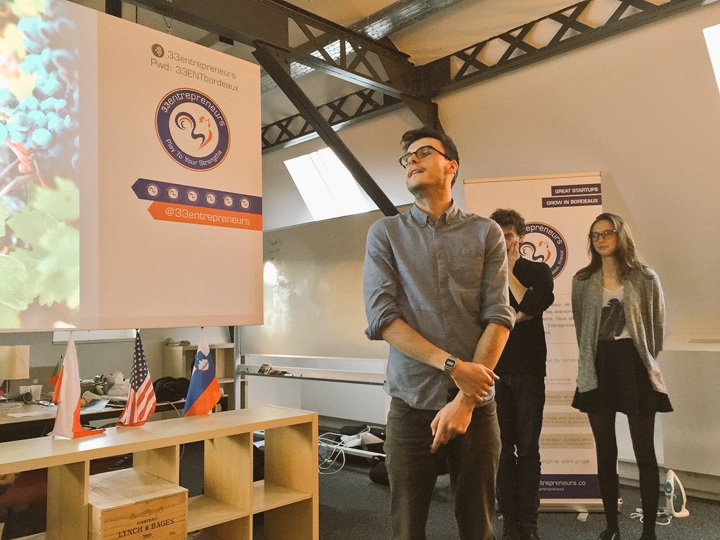 vincentpetre's tweet photo. #HackCelerathon on stage team @eVineyard_app with @supdepub students live from @33entrepreneurs https://t.co/2xH4DvDwEx