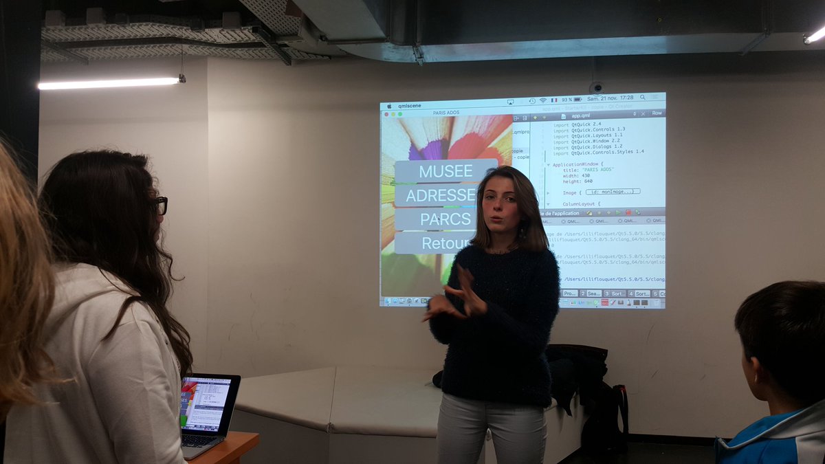 verolaville's tweet image. @CoderDojoParis Girls are done & present their improved application on today @42born2code