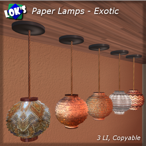 seralok's tweet photo. New subscriber gift is out! Set of 5 lamps w/exotic shades. Pick them up here: https://t.co/b2SGk5Pmt6  #SecondLife https://t.co/oOdRMz90Nd