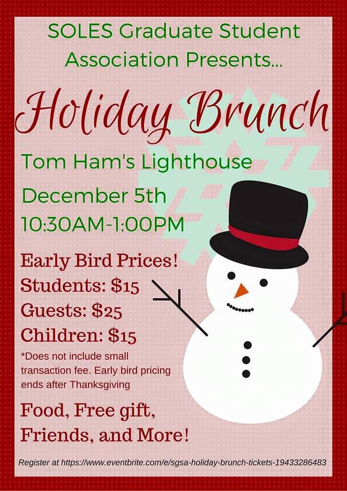 We still have early bird pricing for the Holiday Brunch! Get your tickets here: eventbrite.com/e/sgsa-holiday…