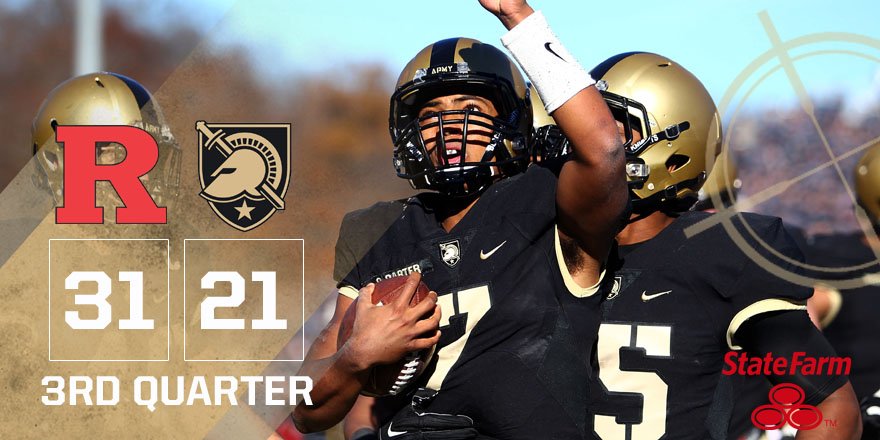 ArmyWP_Football's tweet photo. End of the 3rd Quarter: Rutgers 31, Army 21 #RUTvsARMY #GoArmy https://t.co/abWOIrd4l6