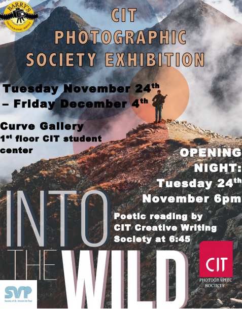 CitPhotoSoc's tweet photo. Come along this Tuesday the 24th to our semester 1 exhibition with @CITMusicSoc #photography #exhibition #CIT https://t.co/IHvA3HMc6e