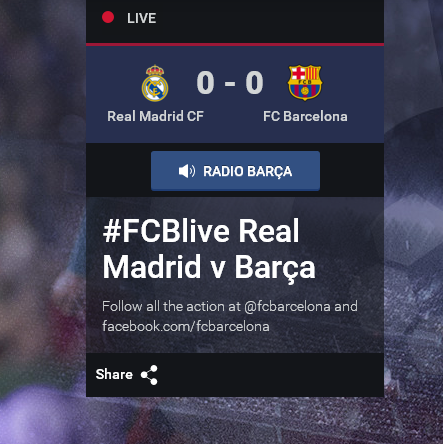 FCBarcelona's tweet photo. Remember you can follow #ElClásico via live commentary in English at Radio Barça at https://t.co/A1WiJBXvhL https://t.co/P7ThsfcYRx