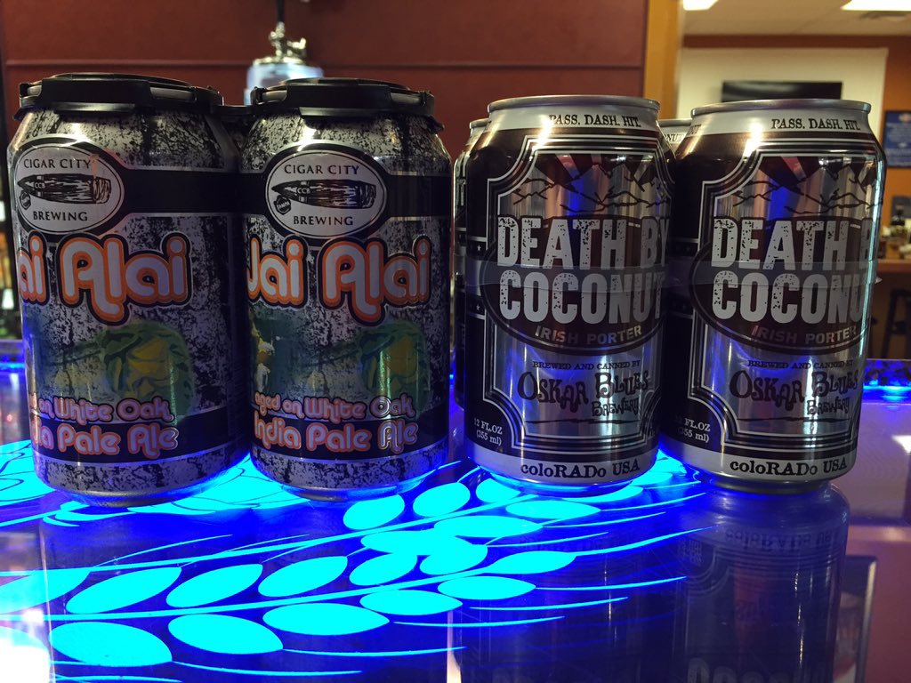 SeanC1783's tweet photo. Special cases dropped off at the store today. @CigarCityBeer #whiteoakjaialai @oskarblues #deathbycoconut #abcocala https://t.co/yYTAp6q2Id