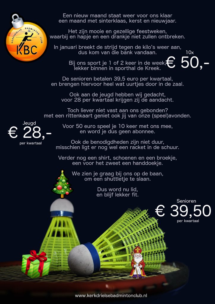 Sporten bij kbc#badminton. Deel en like dit bericht!