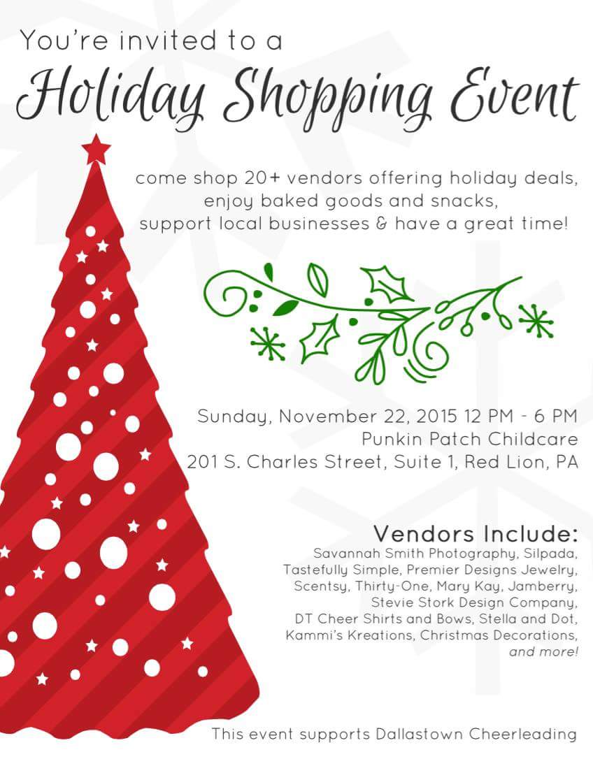 Come support DT Cheer @ our Holiday Shop!  12-6 on Sun. 11/22 🎀 Lots of awesome vendors and food/baked goods!!