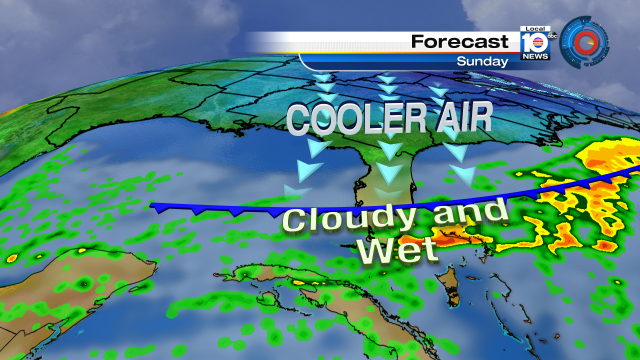 WET SUNDAY - Soggy wx for Sunday as a cold front approaches #SoFlo. Then the cool air arrives Monday AM! #FLwx https://t.co/C6zEZ8iDIP