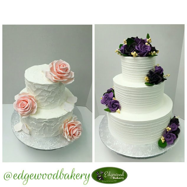 Check out these lovely wedding cakes, created by Natalia! #edgewoodbakery #weddingcakes #flowers