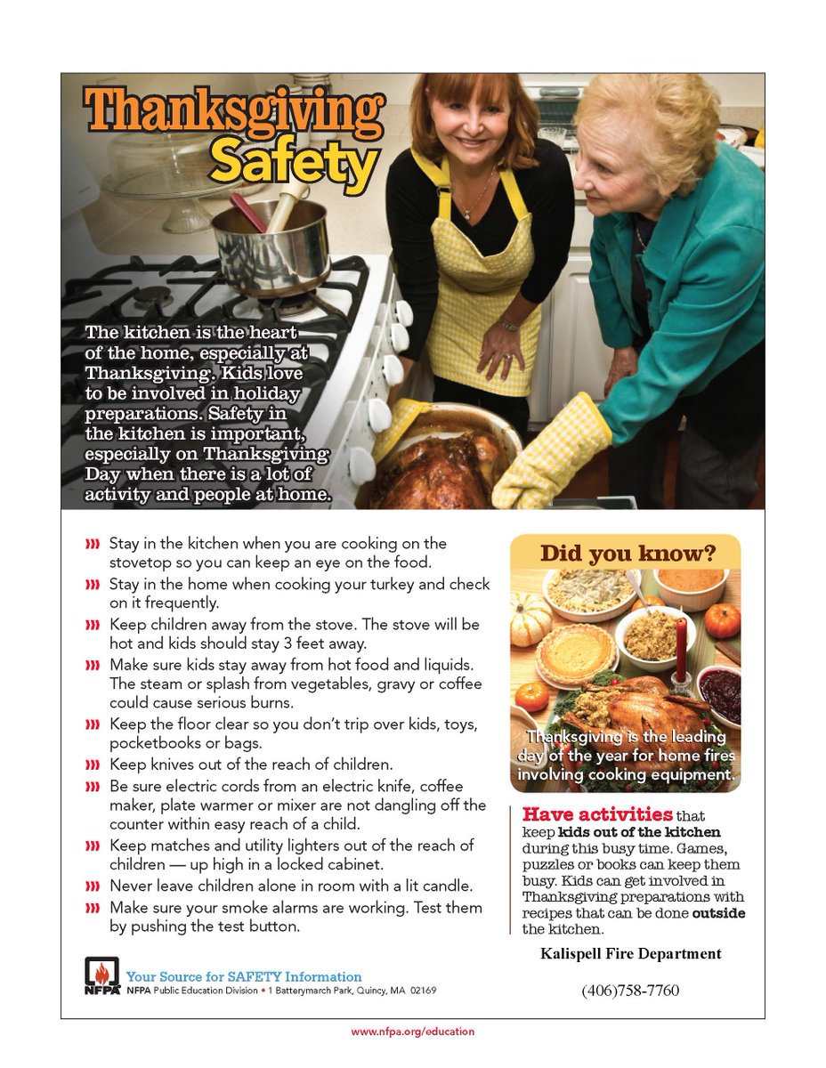 CityofKalispell's tweet image. More kitchen appliance fires on Thanksgiving than any other day! (No pressure) #cookingsafetytips