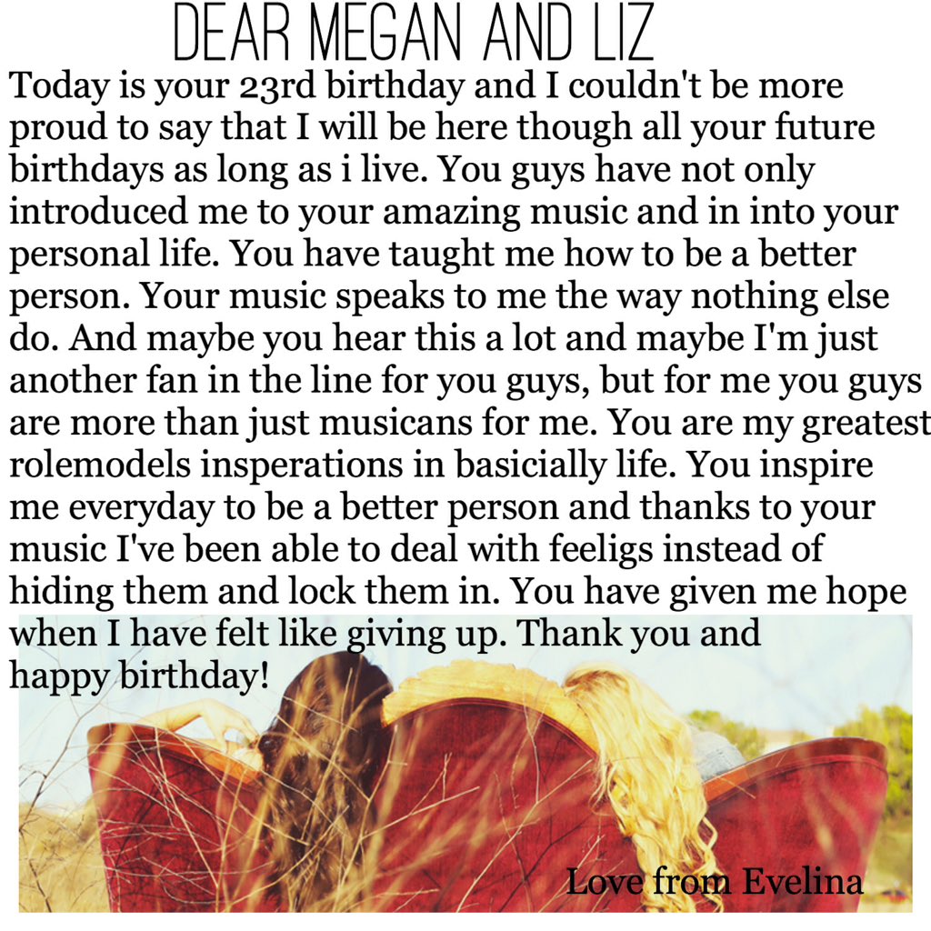 SparkleTayTay's tweet photo. Happy birthday to my girls @meganandliz hope you have the best time ever! Forever yours #mandlsquad #mandlsquad23 https://t.co/tKm9Ws8zDH