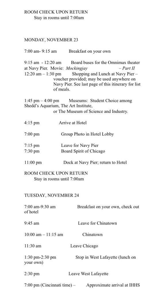 ih2016's tweet photo. Itinerary for senior trip https://t.co/Hirg73KBnz