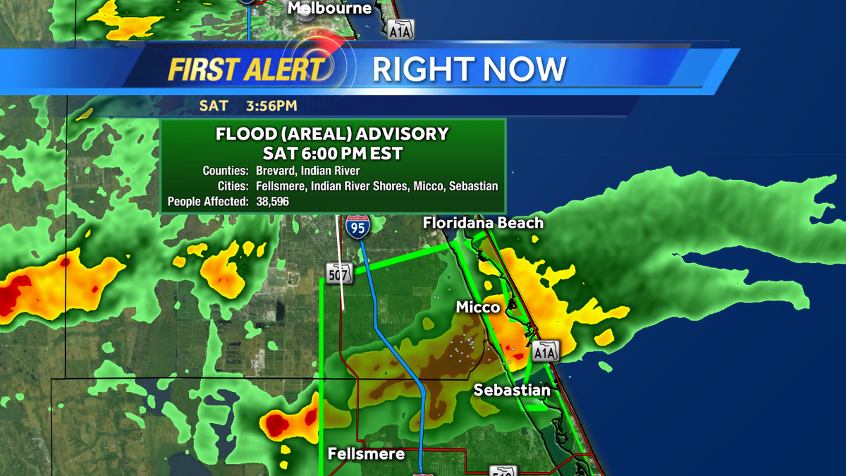 EricBurrisWX's tweet image. New Flood Advisory posted for southern Brevard County due to 2"-ish having fallen with more coming down #WESH2Storms