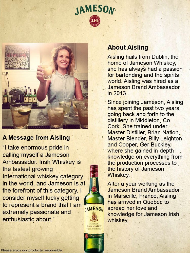 .<a href="/JamesonLife_QC/">Aisling Cullen</a> will be here Friday Nov 27, to pour some cocktails and teach a little whisky knowledge. Join us!