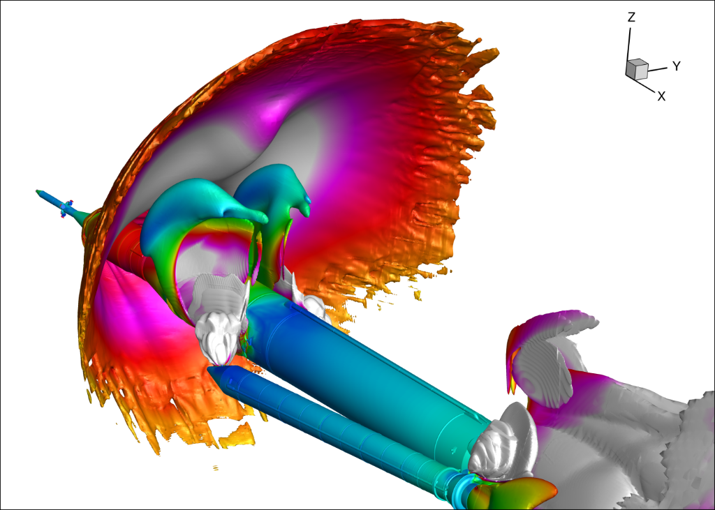 NASA's tweet photo. How will aerodynamic forces affect @NASA_SLS during launch? Simulations help us understand: https://t.co/4DX3q6E0zZ https://t.co/5QTz2lPA7k