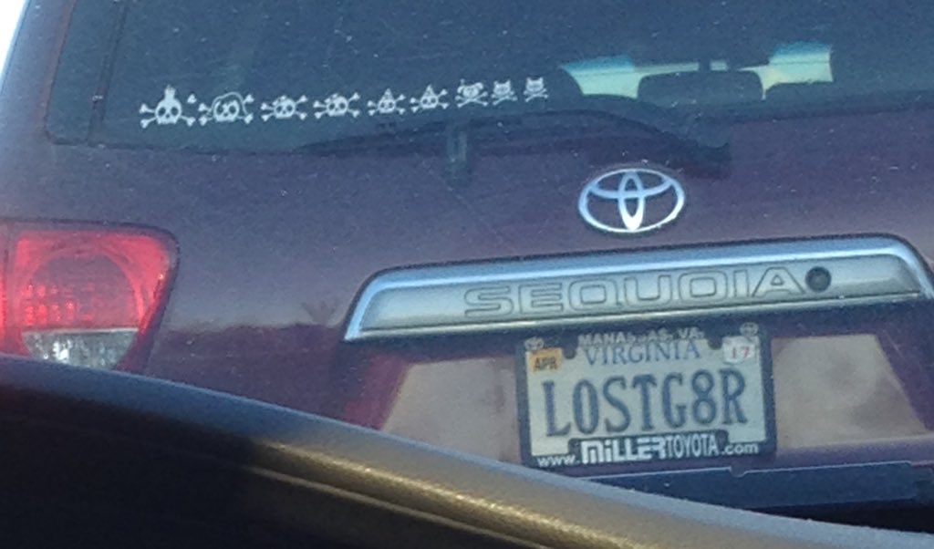jking0_2's tweet photo. Holy shit I think this person is trying to tell us he murdered a family and there pets.... #StopCustomLicensePlates https://t.co/haQrkQ7C0F