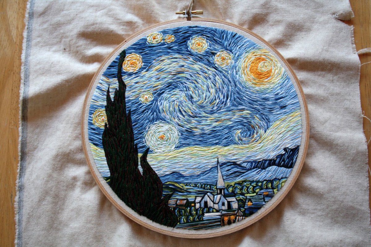 DigConnectScot's tweet photo. Van Gogh's 'Starry Night' rendered in thread #superFind https://t.co/AQTV6p3XVt https://t.co/FgDMkKZRud