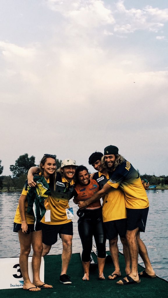 noodleba's tweet photo. Aussie team mate @jacinta_Carroll getting the #GOLD in the Women's Jump @ #WaterskiWorldChamps #teamAustralia #proud https://t.co/n060id3gA3